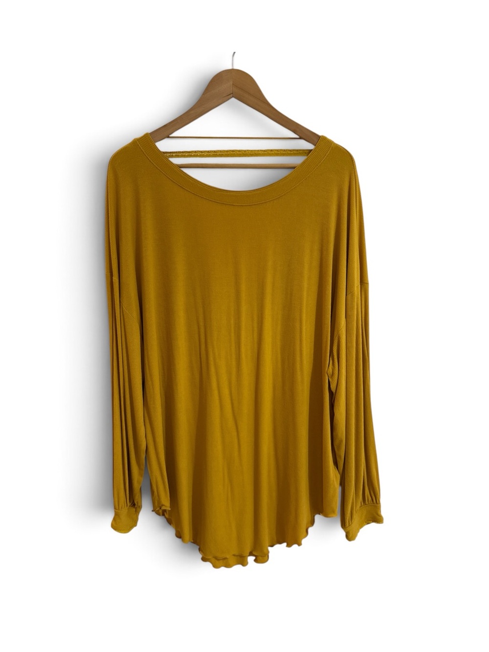 Free People Mustard Long-Sleeve Women's Top - Relaxed Fit Tunic M